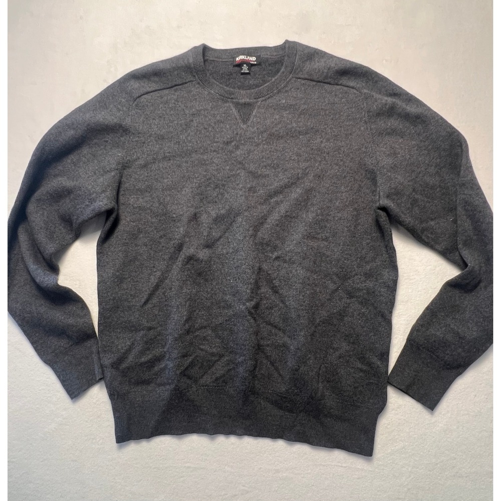 Kirkland XL Sweater Merino Wool Pima Cotton Minimalist Charcoal Grey Gorp Hiking